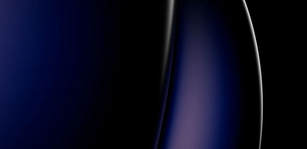 Deep blue curves sweeping across black.